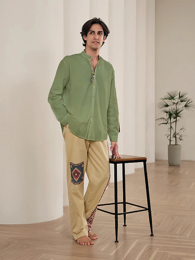 Camisa Linen Core de Manga Larga - Tropa verde