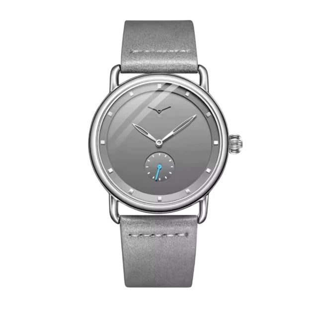Reloj Minimalista de 41 mm con Correa de Cuero - Azul marino