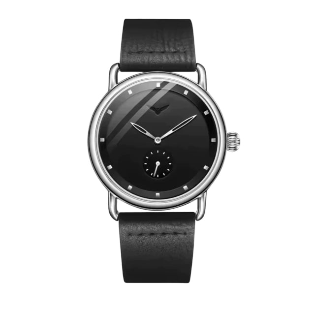 Reloj Minimalista de 41 mm con Correa de Cuero - Gris