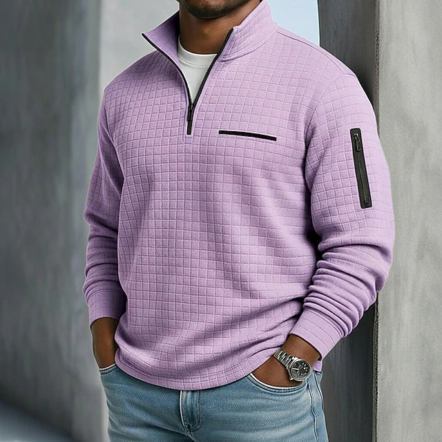 Polo Waffle Quarter Zip Active Field - Púrpura
