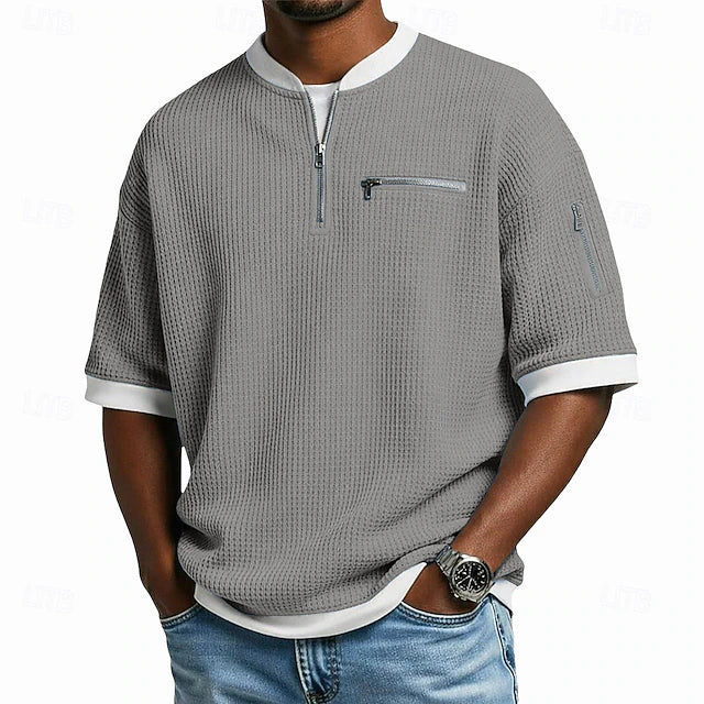 Camiseta Waffle Zip Urban Edge - Gris