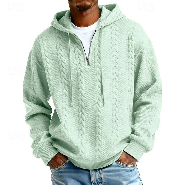 Sudadera con Capucha Jacquard Quarter Zip Haven - Verde Claro