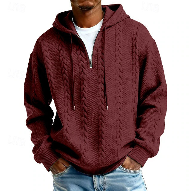 Sudadera con Capucha Jacquard Quarter Zip Haven - Vino tinto